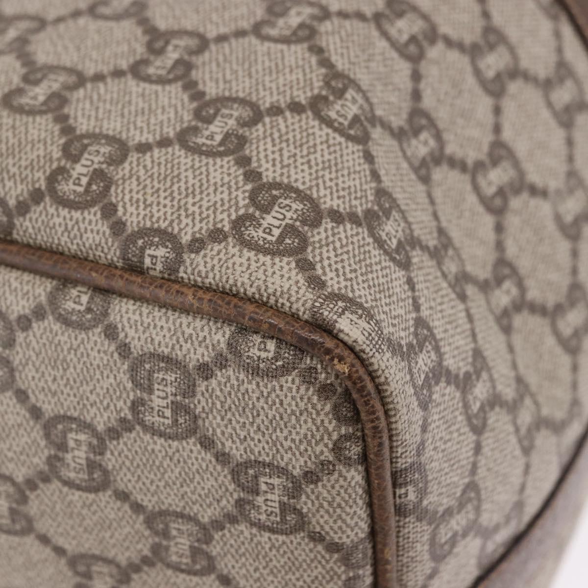 GUCCI GUCCI Plus Hand Bag PVC Leather Beige Gold Tone Auth ka6112