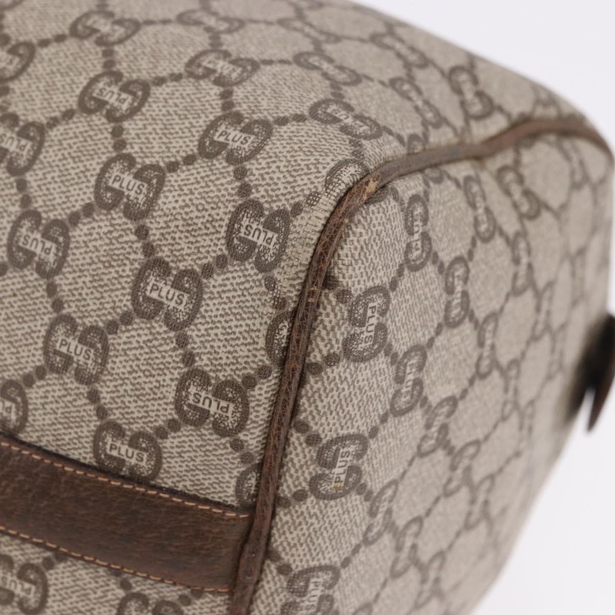 GUCCI GUCCI Plus Hand Bag PVC Leather Beige Gold Tone Auth ka6112