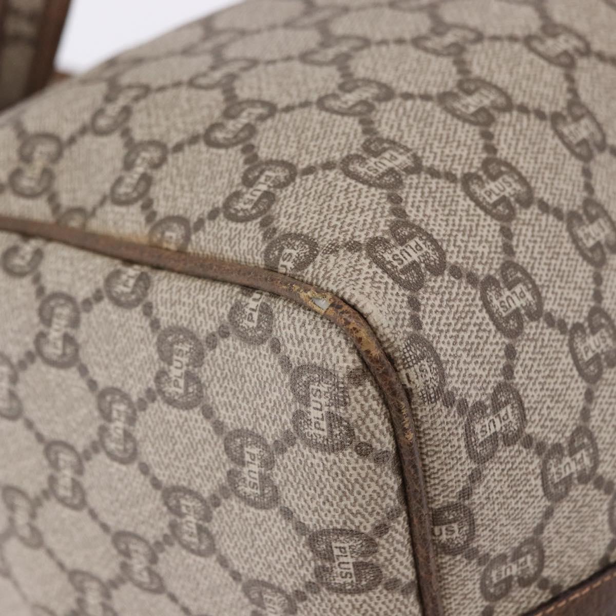 GUCCI GUCCI Plus Hand Bag PVC Leather Beige Gold Tone Auth ka6112