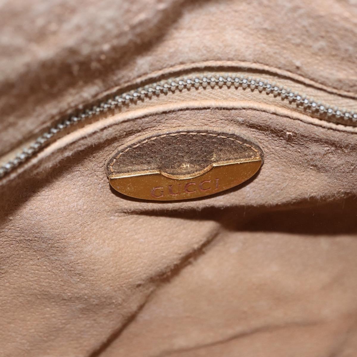 GUCCI GUCCI Plus Hand Bag PVC Leather Beige Gold Tone Auth ka6112