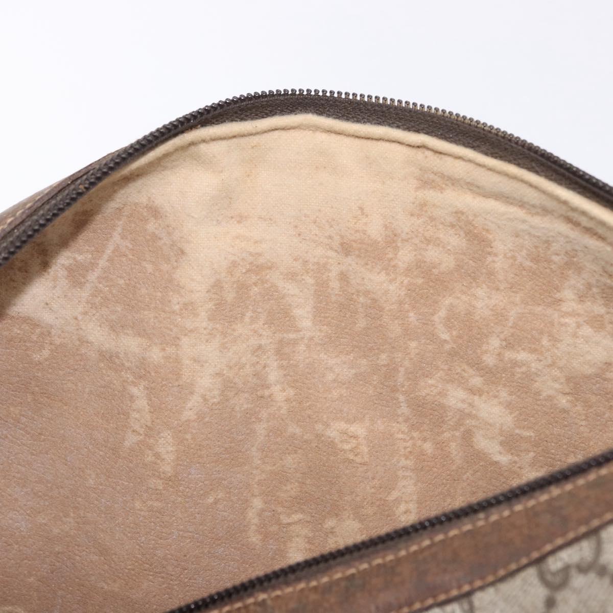 GUCCI GUCCI Plus Hand Bag PVC Leather Beige Gold Tone Auth ka6112