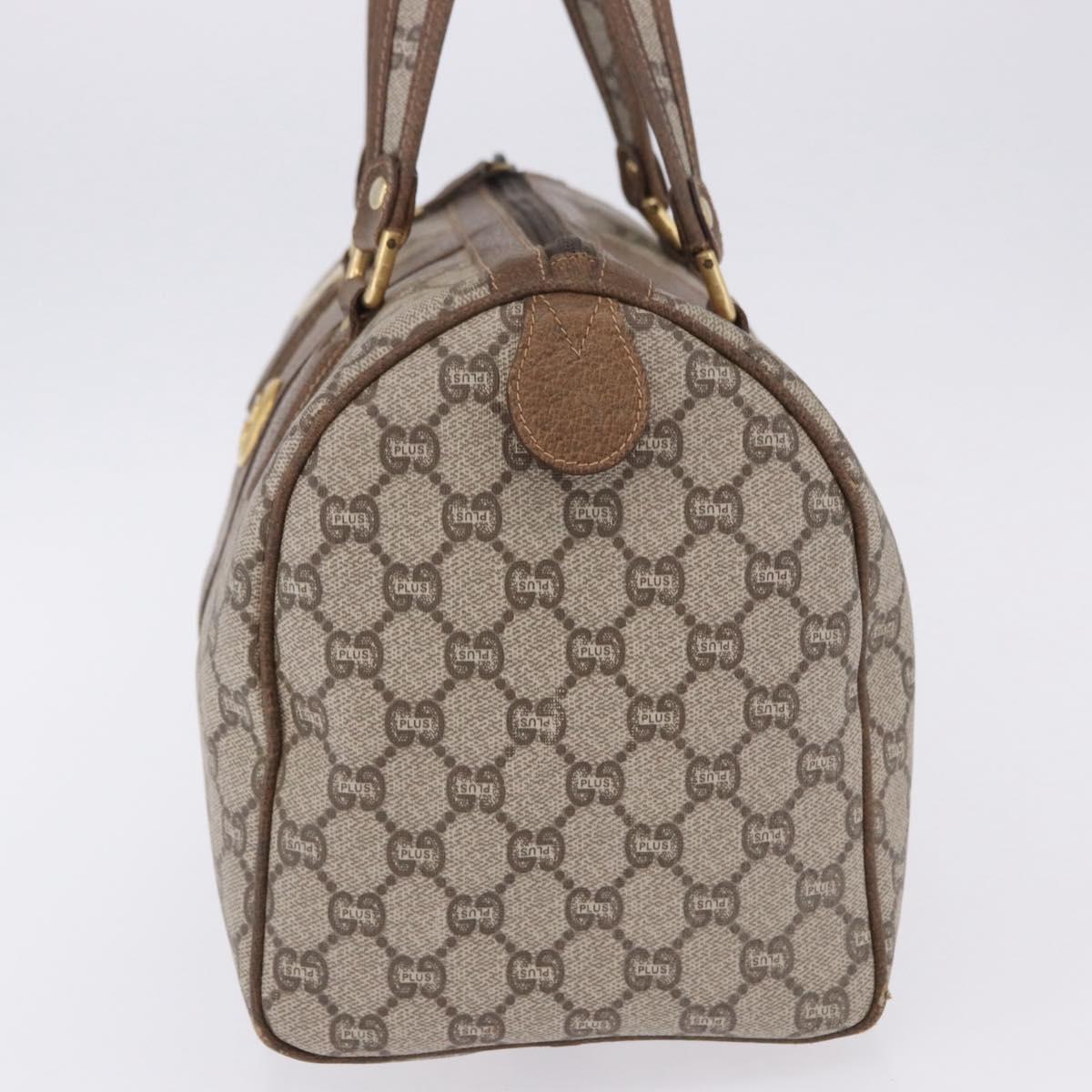 GUCCI GUCCI Plus Hand Bag PVC Leather Beige Gold Tone Auth ka6112