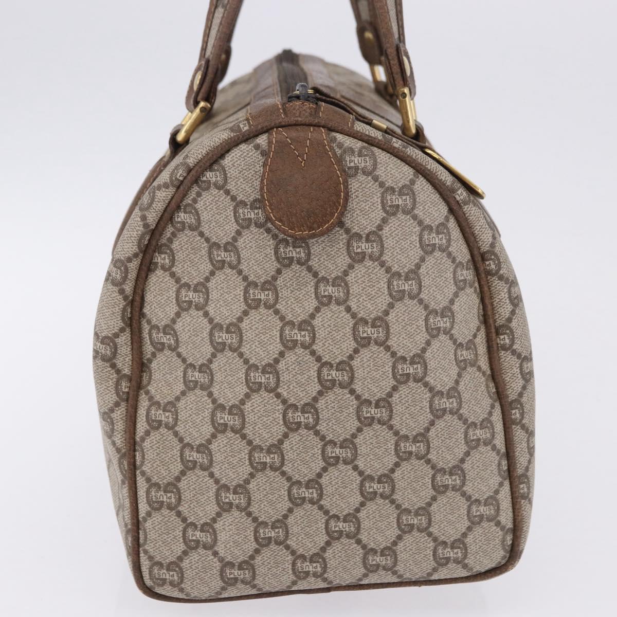 GUCCI GUCCI Plus Hand Bag PVC Leather Beige Gold Tone Auth ka6112