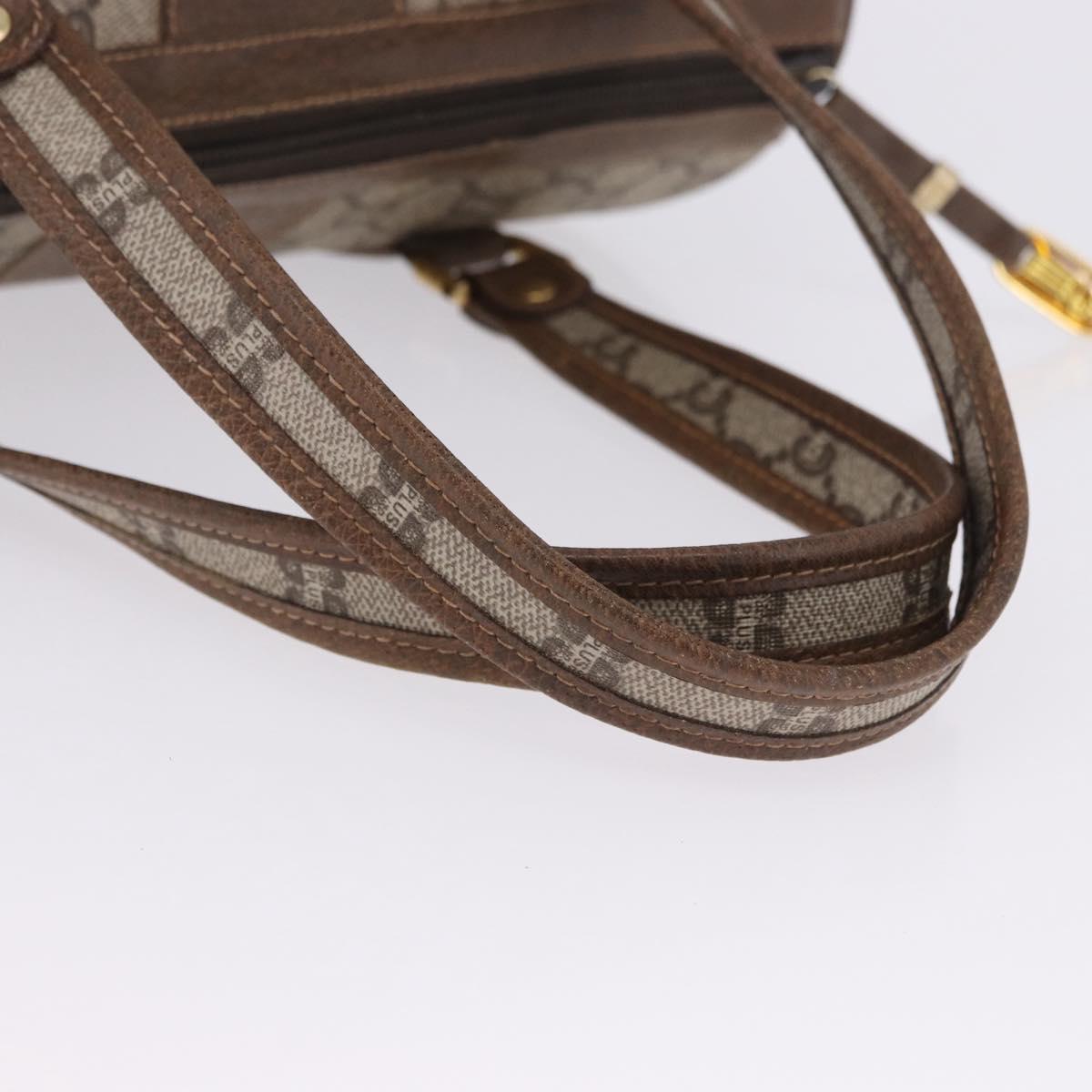 GUCCI GUCCI Plus Hand Bag PVC Leather Beige Gold Tone Auth ka6112