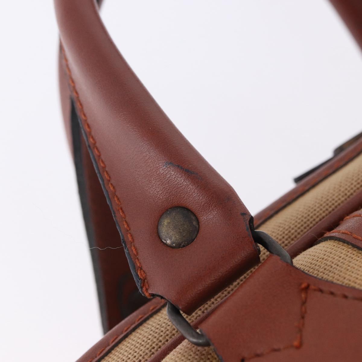 SAINT LAURENT Hand Bag Canvas Beige Brown Auth ka6114