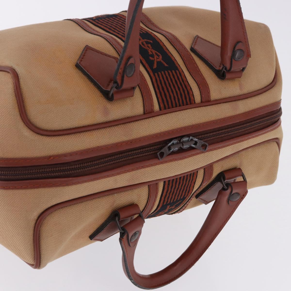 SAINT LAURENT Hand Bag Canvas Beige Brown Auth ka6114
