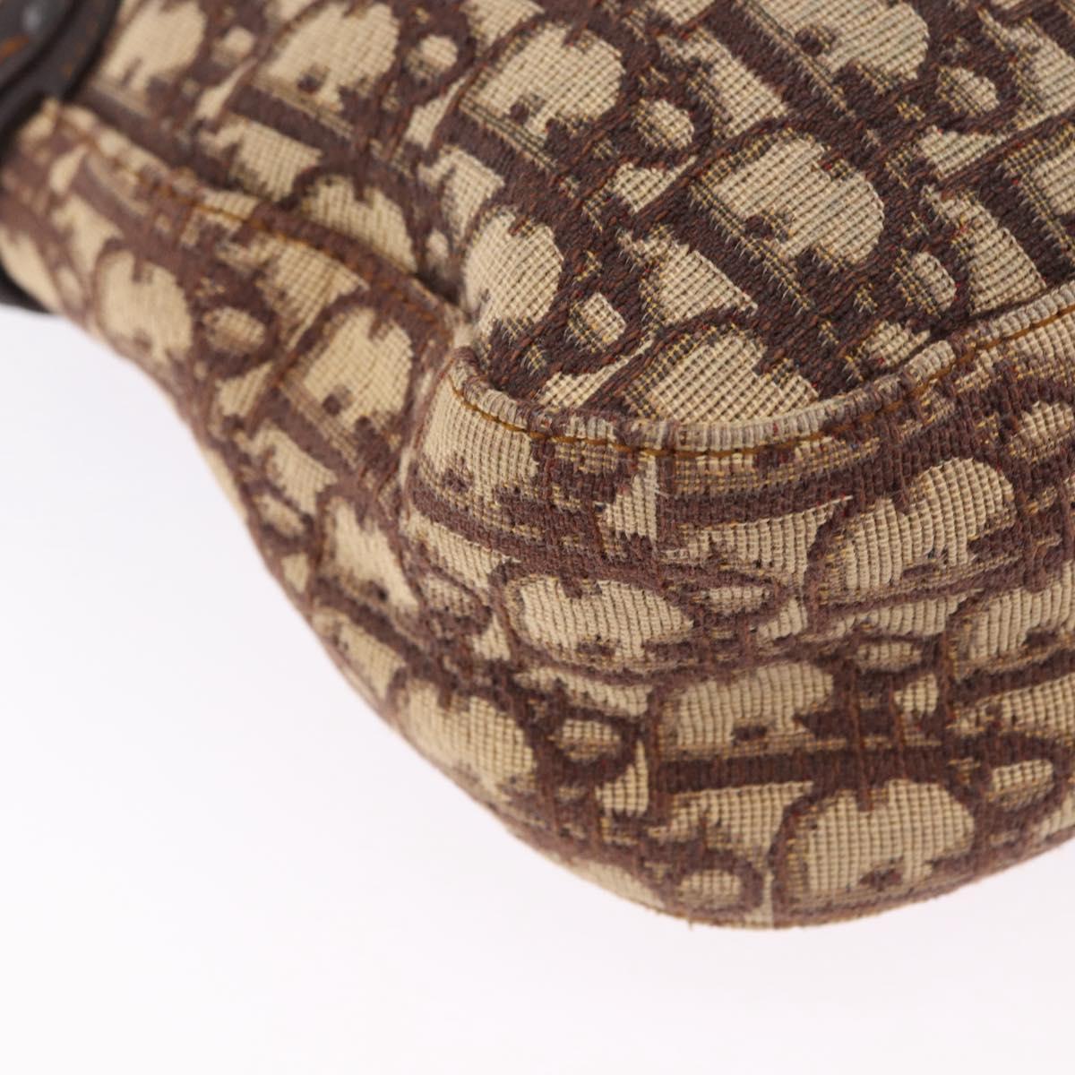 Christian Dior Trotter Canvas Shoulder Bag Beige Silver Auth ka6123A