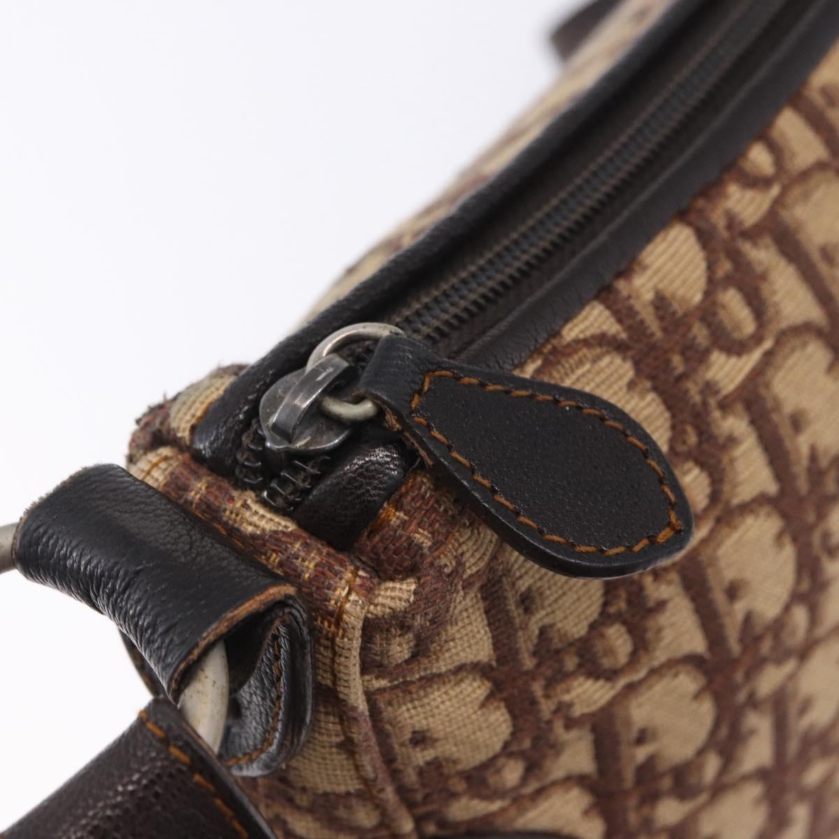 Christian Dior Trotter Canvas Shoulder Bag Beige Silver Auth ka6123A