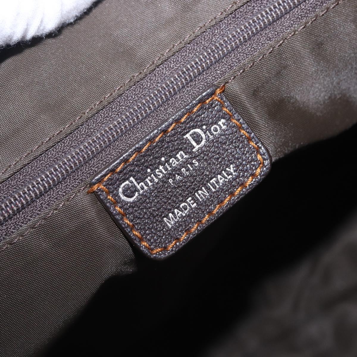 Christian Dior Trotter Canvas Shoulder Bag Beige Silver Auth ka6123A