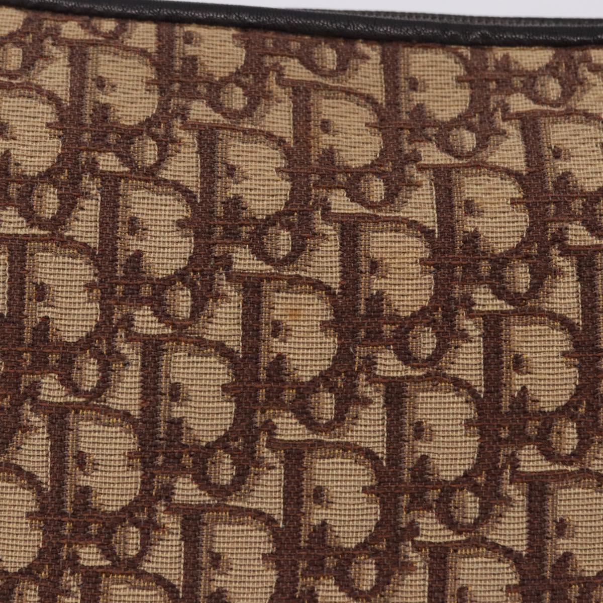 Christian Dior Trotter Canvas Shoulder Bag Beige Silver Auth ka6123A