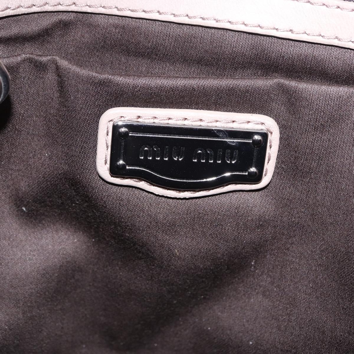 Miu Miu Matelasse Chain Shoulder Bag Leather Beige Silver Auth ka6124M