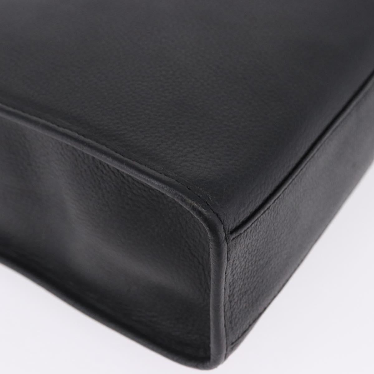 SAINT LAURENT Shoulder Bag Leather Black Gold Tone Auth ka6131