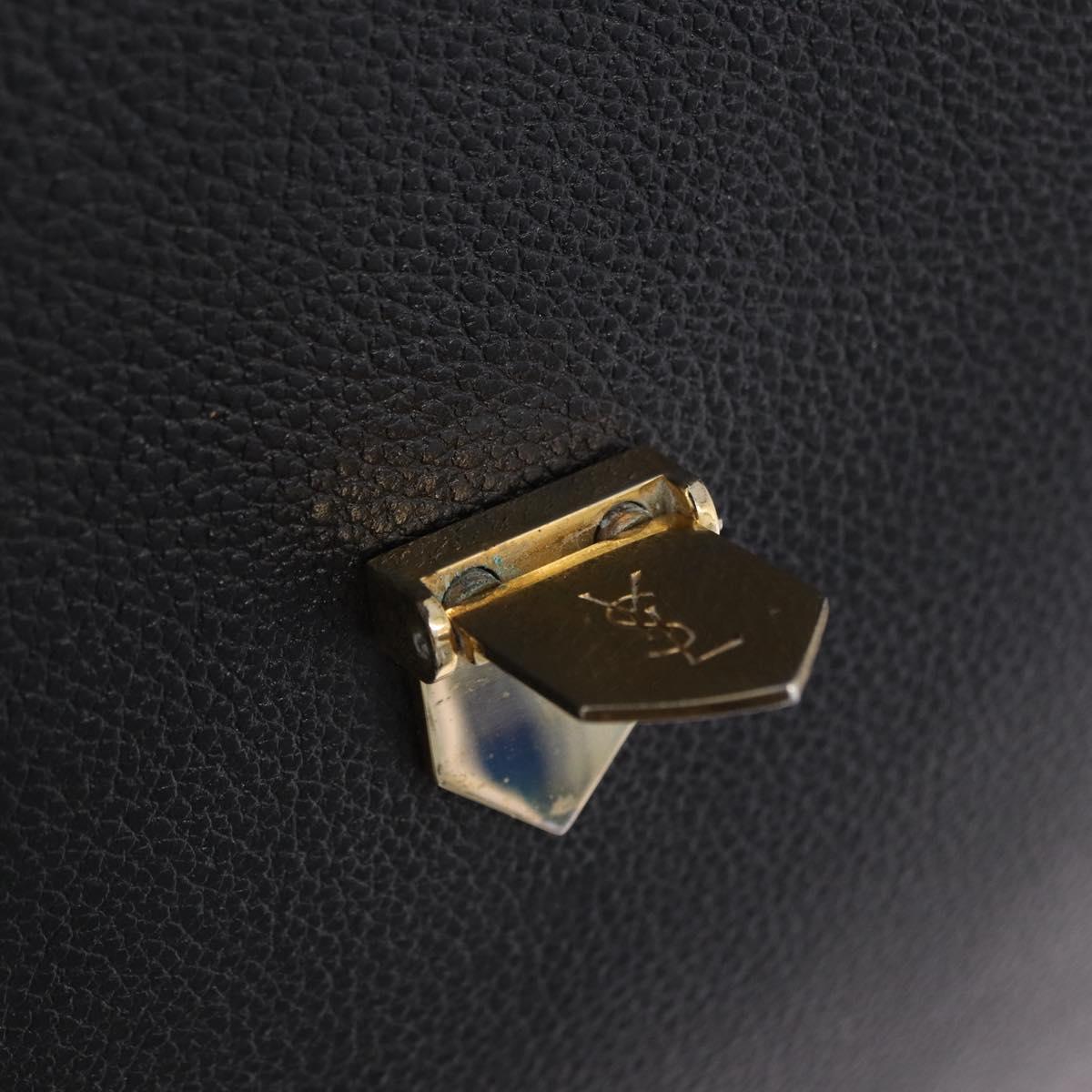 SAINT LAURENT Shoulder Bag Leather Black Gold Tone Auth ka6131