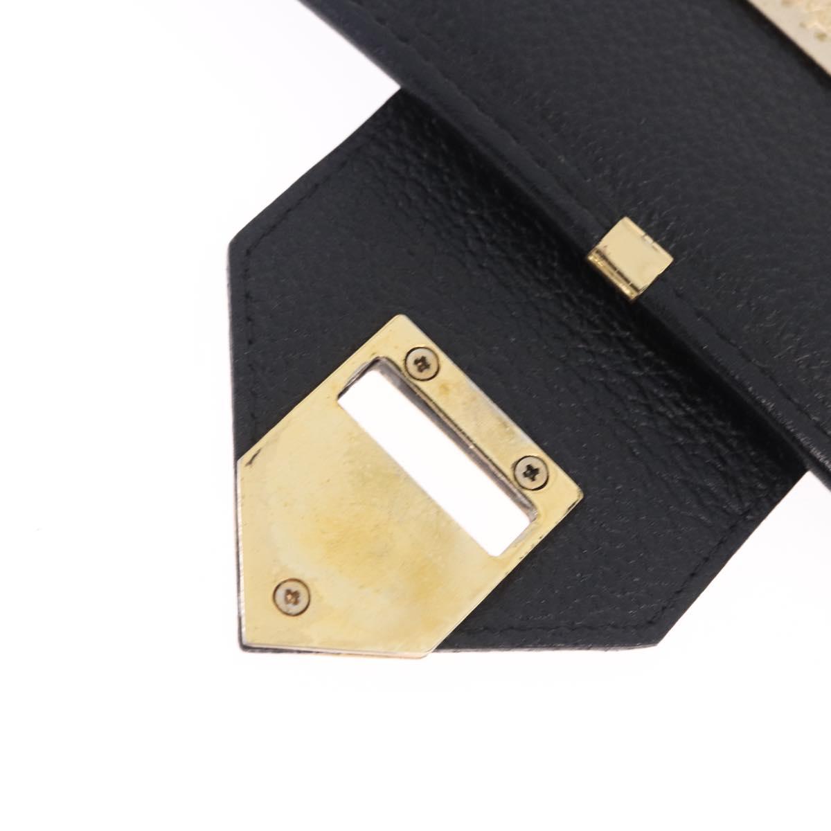 SAINT LAURENT Shoulder Bag Leather Black Gold Tone Auth ka6131
