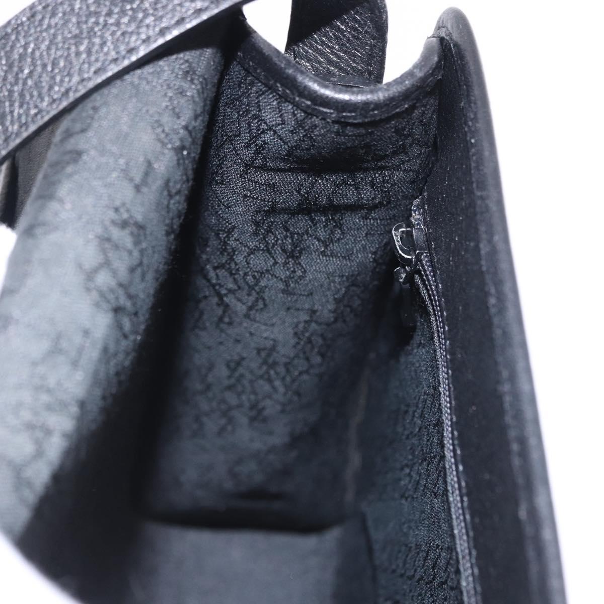 SAINT LAURENT Shoulder Bag Leather Black Gold Tone Auth ka6131