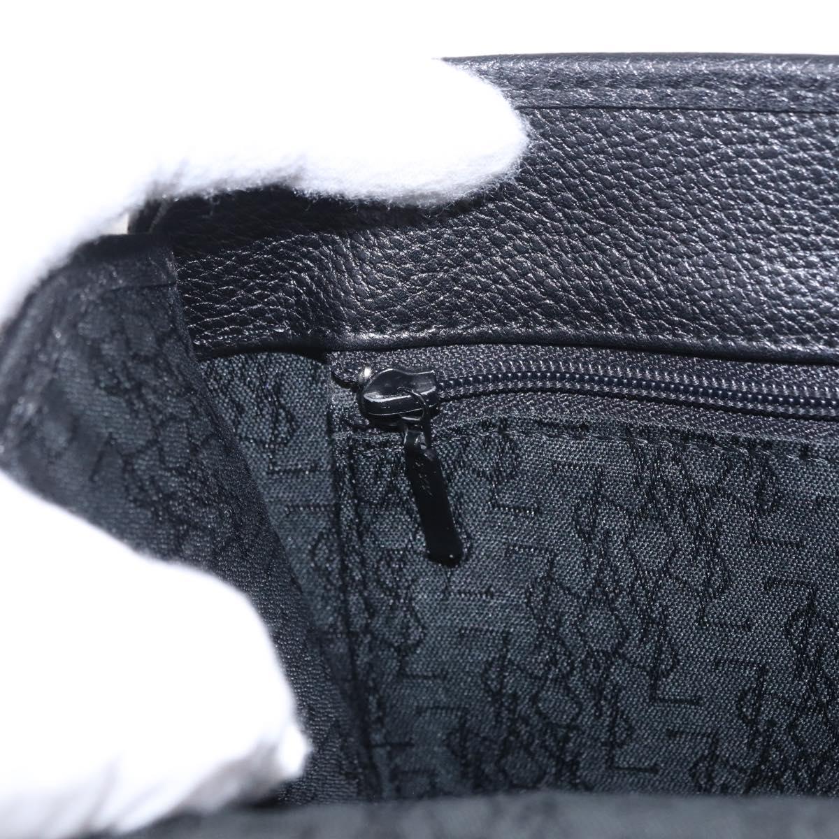 SAINT LAURENT Shoulder Bag Leather Black Gold Tone Auth ka6131