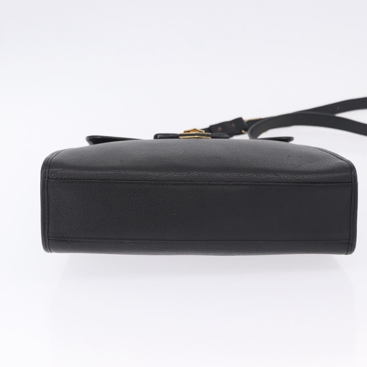SAINT LAURENT Shoulder Bag Leather Black Gold Tone Auth ka6131