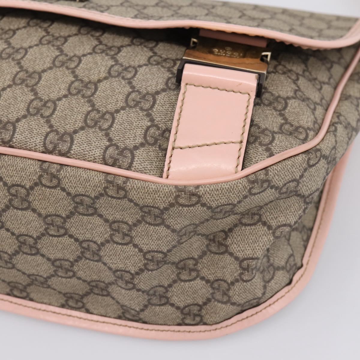 GUCCI GG Supreme Shoulder Bag PVC Beige Silver 201732 Auth ka6132