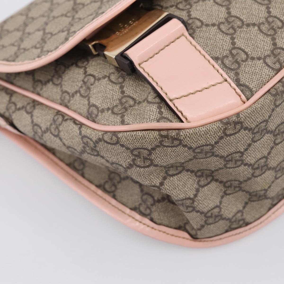 GUCCI GG Supreme Shoulder Bag PVC Beige Silver 201732 Auth ka6132