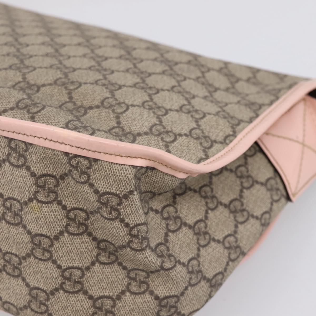 GUCCI GG Supreme Shoulder Bag PVC Beige Silver 201732 Auth ka6132