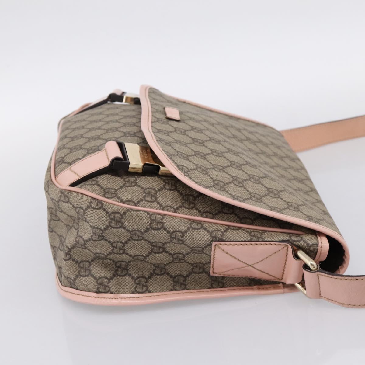 GUCCI GG Supreme Shoulder Bag PVC Beige Silver 201732 Auth ka6132