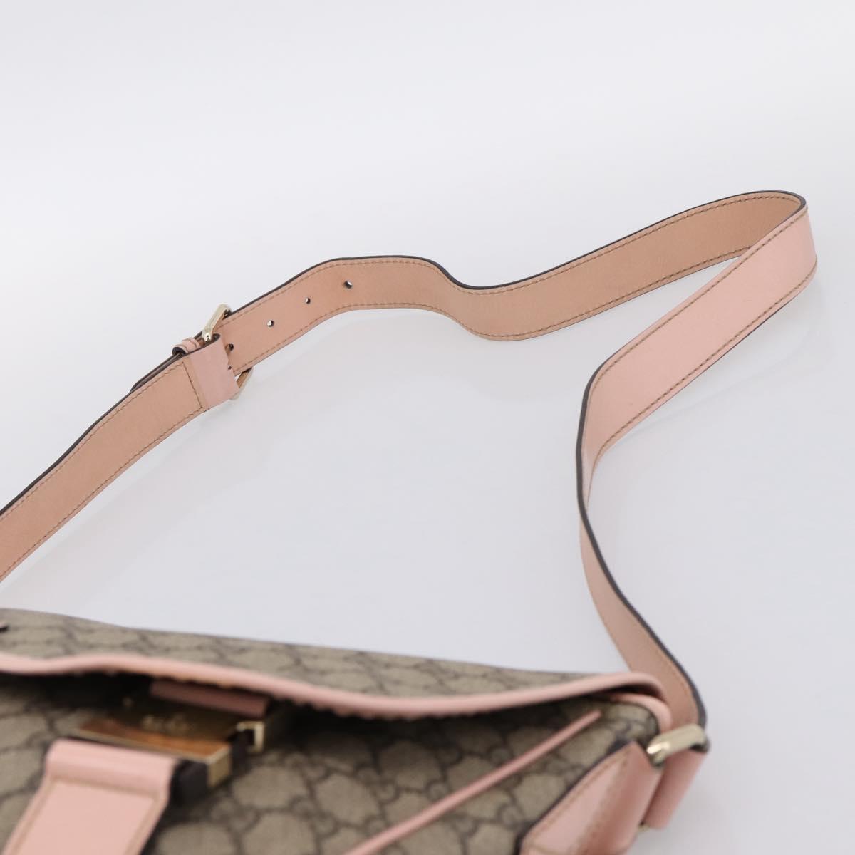 GUCCI GG Supreme Shoulder Bag PVC Beige Silver 201732 Auth ka6132