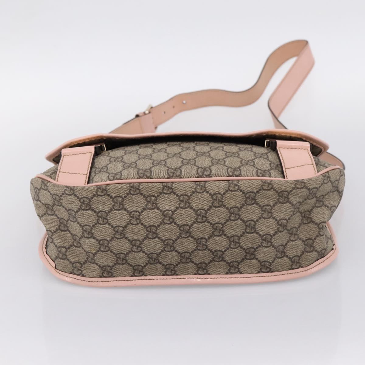 GUCCI GG Supreme Shoulder Bag PVC Beige Silver 201732 Auth ka6132