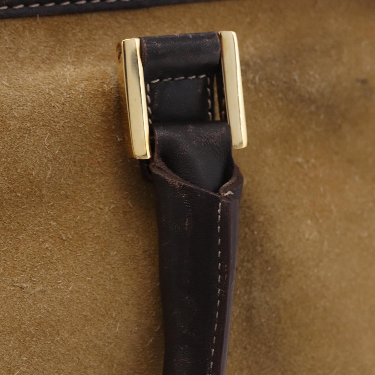 LOEWE Amazona 32 Hand Bag Suede Beige Gold Tone Auth ka6134