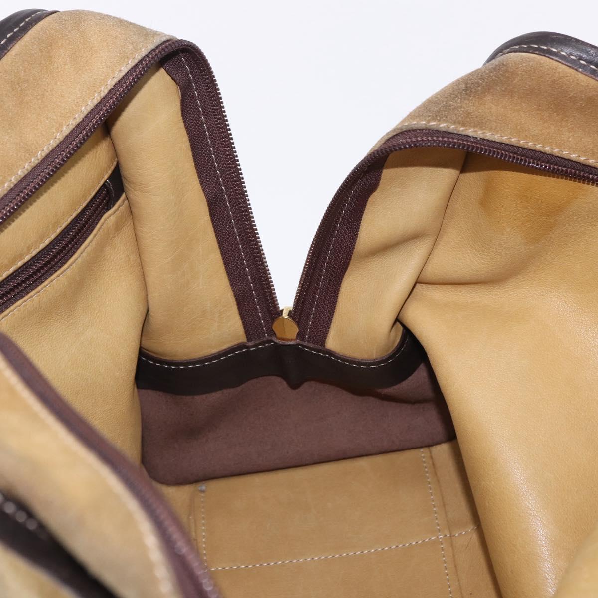 LOEWE Amazona 32 Hand Bag Suede Beige Gold Tone Auth ka6134