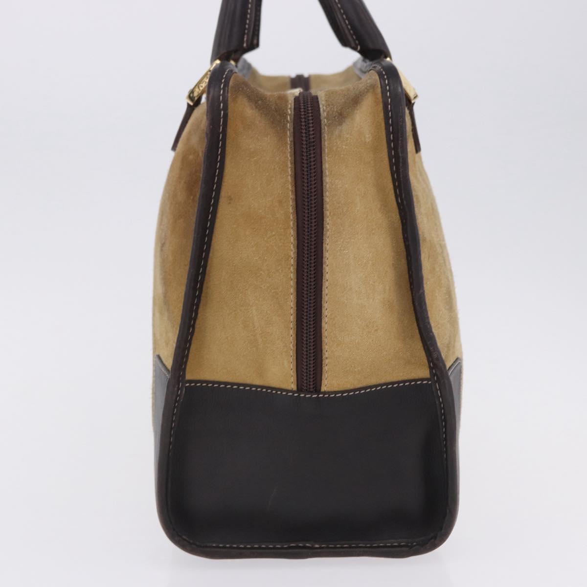 LOEWE Amazona 32 Hand Bag Suede Beige Gold Tone Auth ka6134
