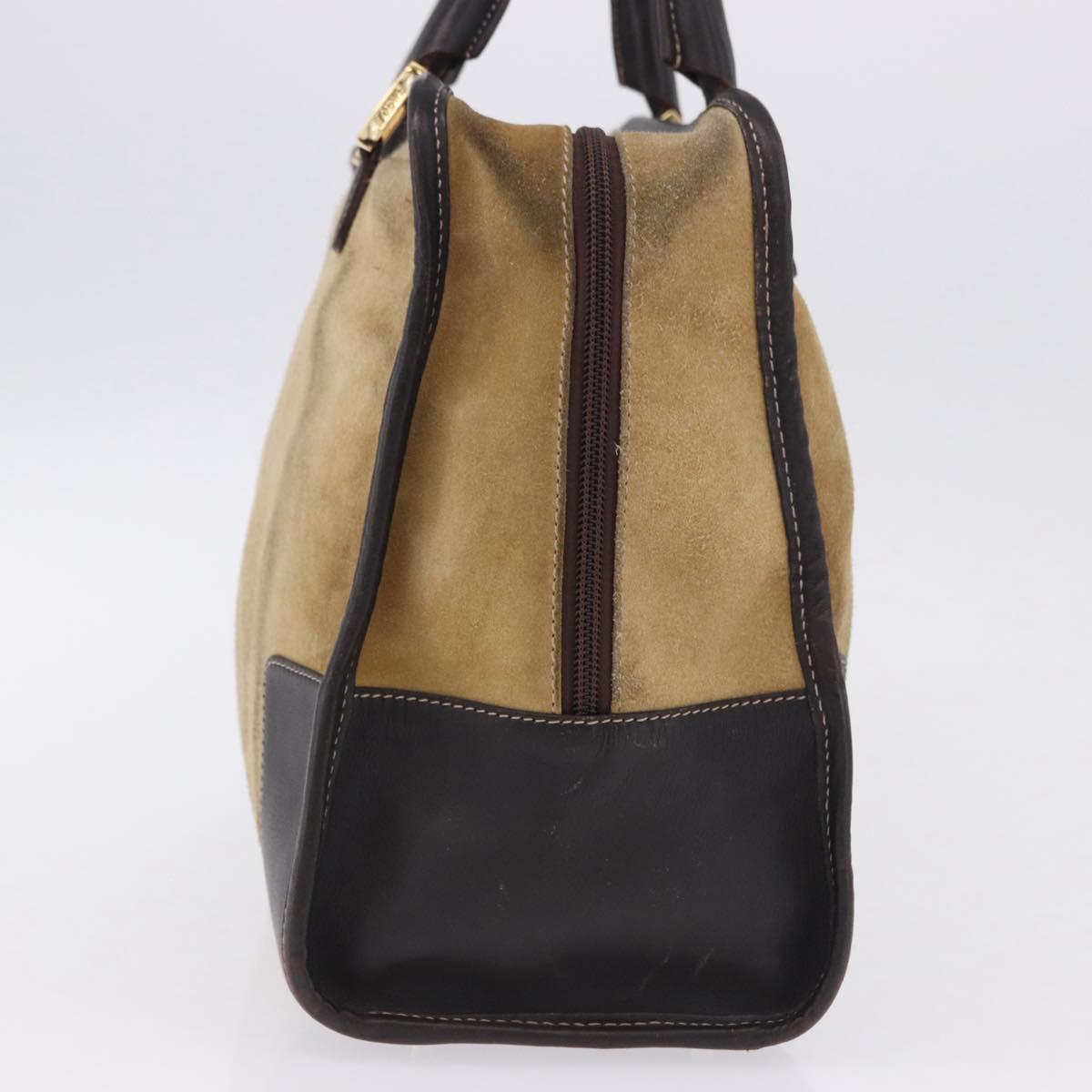 LOEWE Amazona 32 Hand Bag Suede Beige Gold Tone Auth ka6134