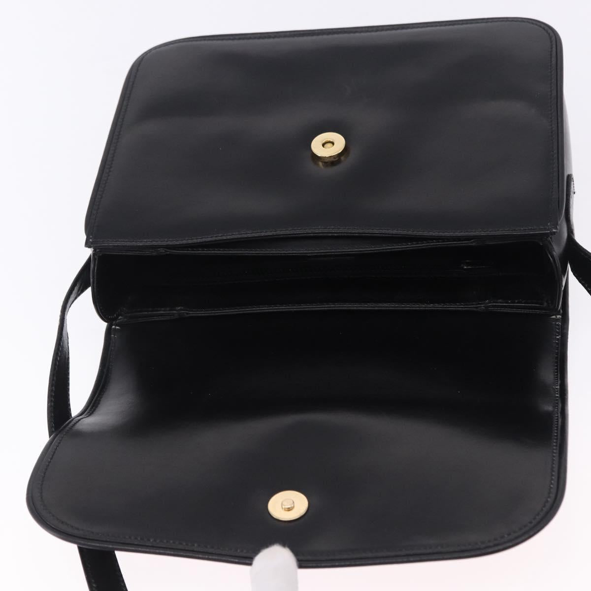 GUCCI GG Shoulder Bag Leather Black Gold Tone 14 001 5519 Auth ka6135