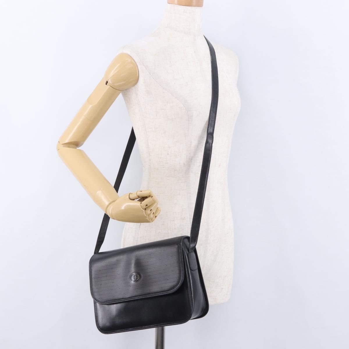 GUCCI GG Shoulder Bag Leather Black Gold Tone 14 001 5519 Auth ka6135