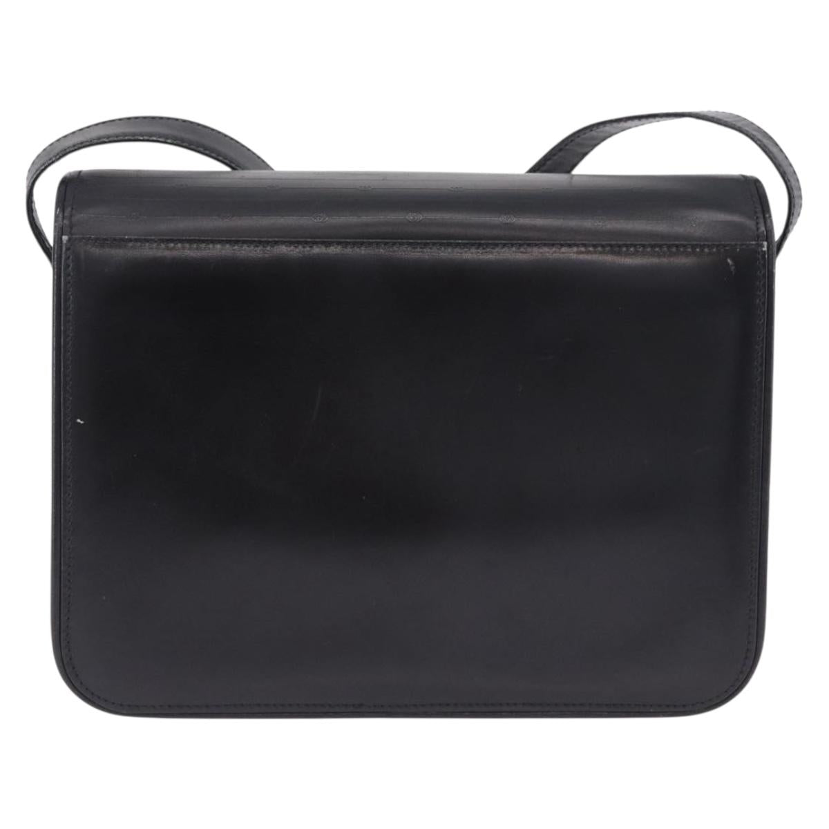 GUCCI GG Shoulder Bag Leather Black Gold Tone 14 001 5519 Auth ka6135