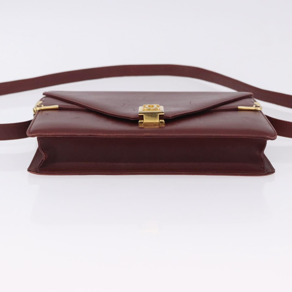 CARTIER Must Line Shoulder Bag Leather Bordeaux Gold Tone Auth ka6136