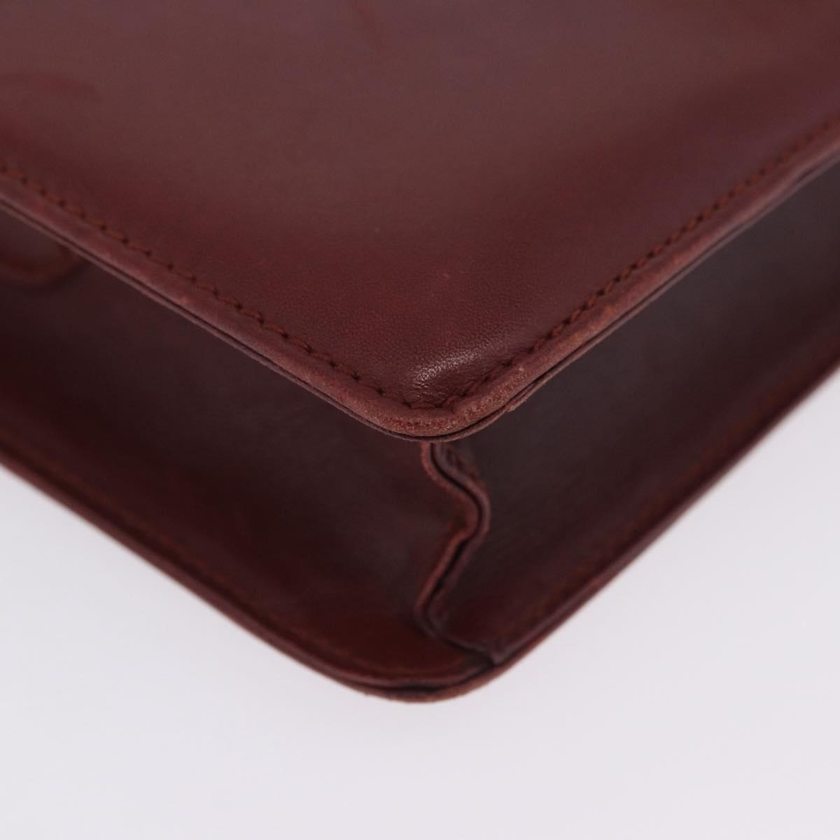 CARTIER Must Line Shoulder Bag Leather Bordeaux Gold Tone Auth ka6136