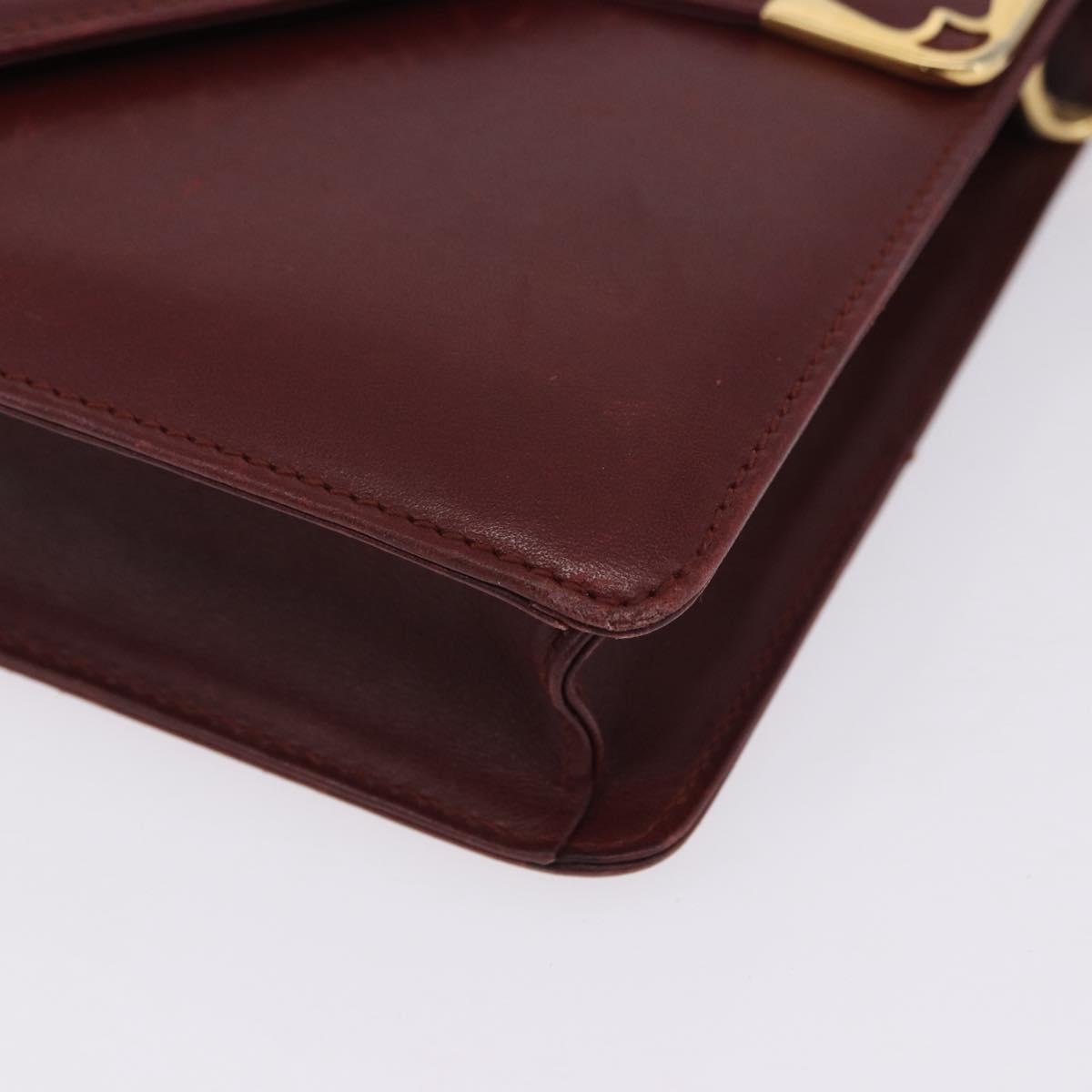 CARTIER Must Line Shoulder Bag Leather Bordeaux Gold Tone Auth ka6136