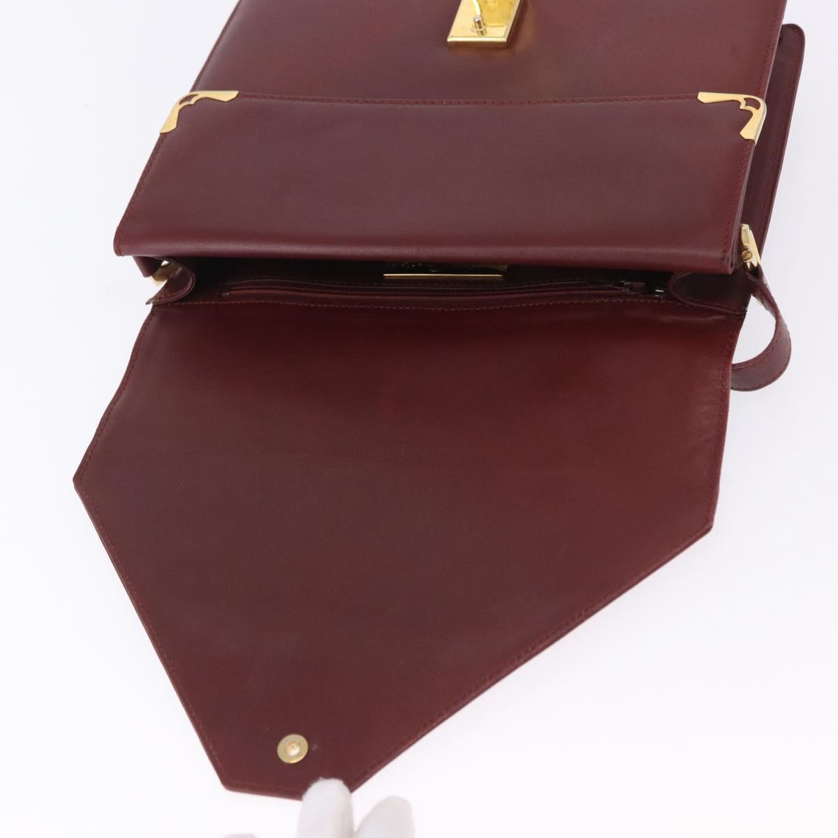 CARTIER Must Line Shoulder Bag Leather Bordeaux Gold Tone Auth ka6136