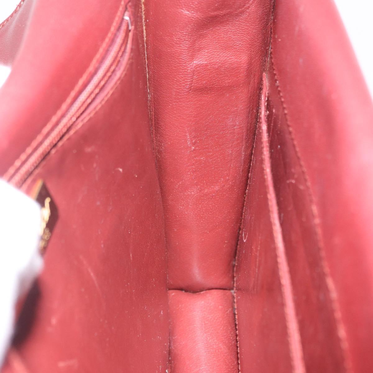 CARTIER Must Line Shoulder Bag Leather Bordeaux Gold Tone Auth ka6136