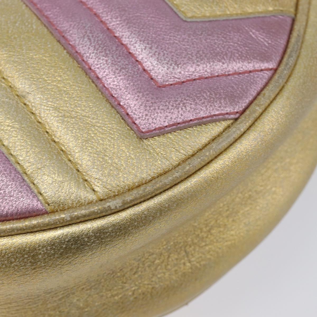 GUCCI GG Marmont Chain Shoulder Bag Leather Gold Pink 550154 Auth ka6138A