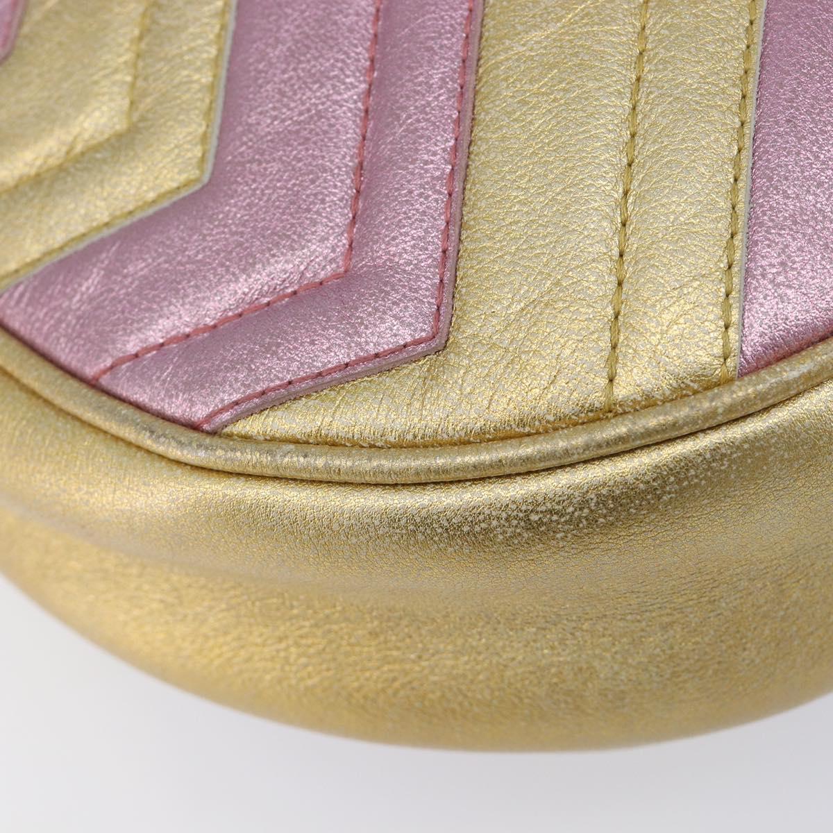 GUCCI GG Marmont Chain Shoulder Bag Leather Gold Pink 550154 Auth ka6138A