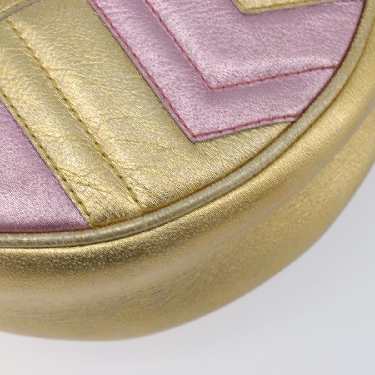 GUCCI GG Marmont Chain Shoulder Bag Leather Gold Pink 550154 Auth ka6138A