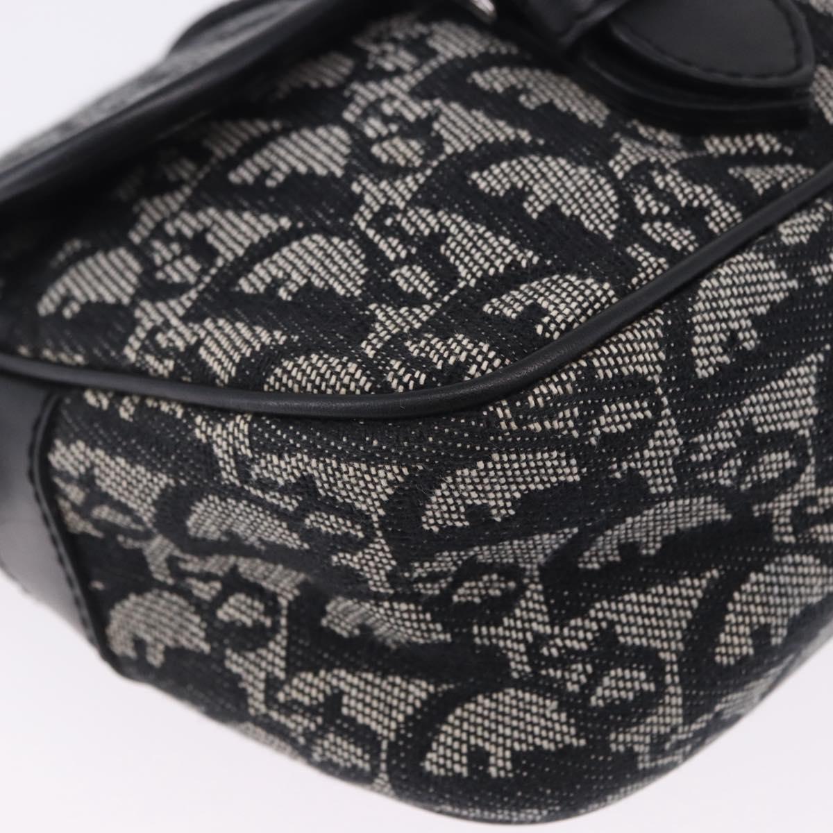 Christian Dior Trotter Canvas Shoulder Bag Black Silver Auth ka6139V