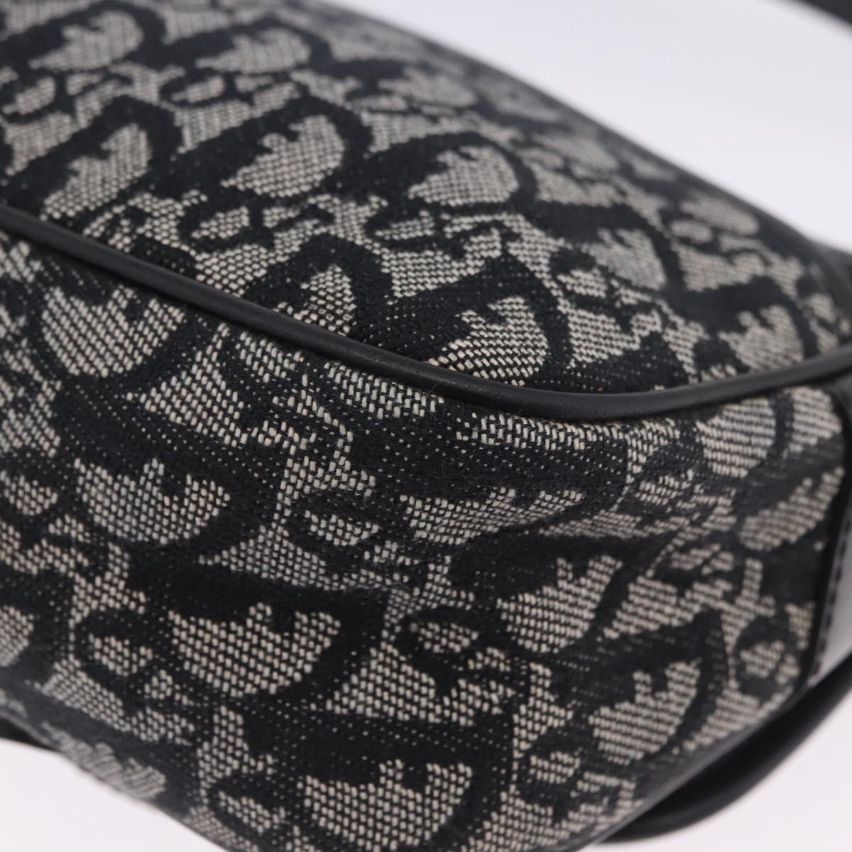 Christian Dior Trotter Canvas Shoulder Bag Black Silver Auth ka6139V