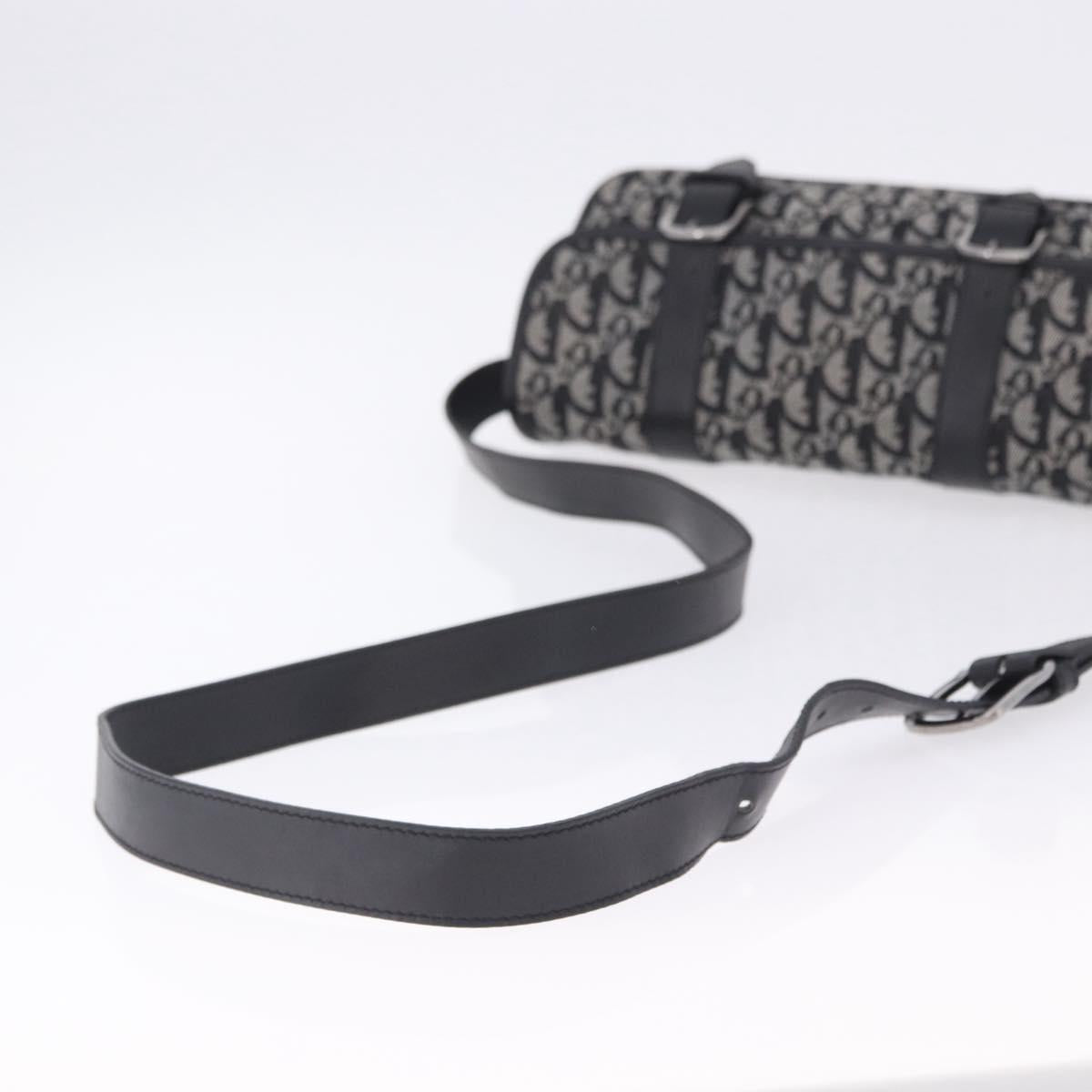 Christian Dior Trotter Canvas Shoulder Bag Black Silver Auth ka6139V
