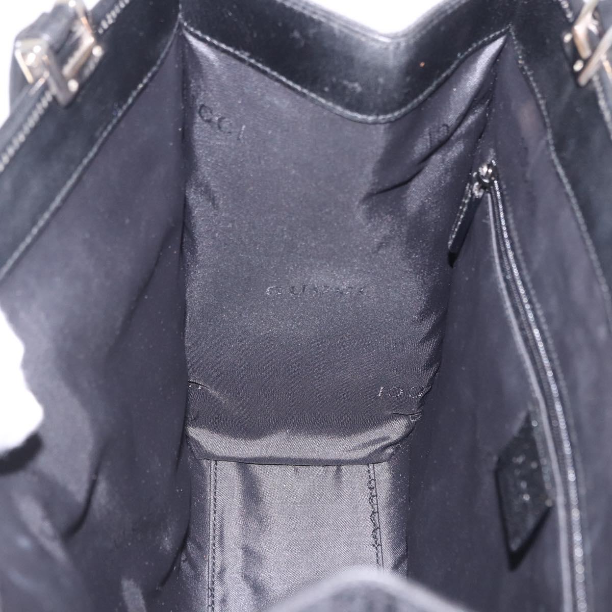 GUCCI GG Canvas Jackie Hand Bag Black Silver 002 1073 Auth ka6140A