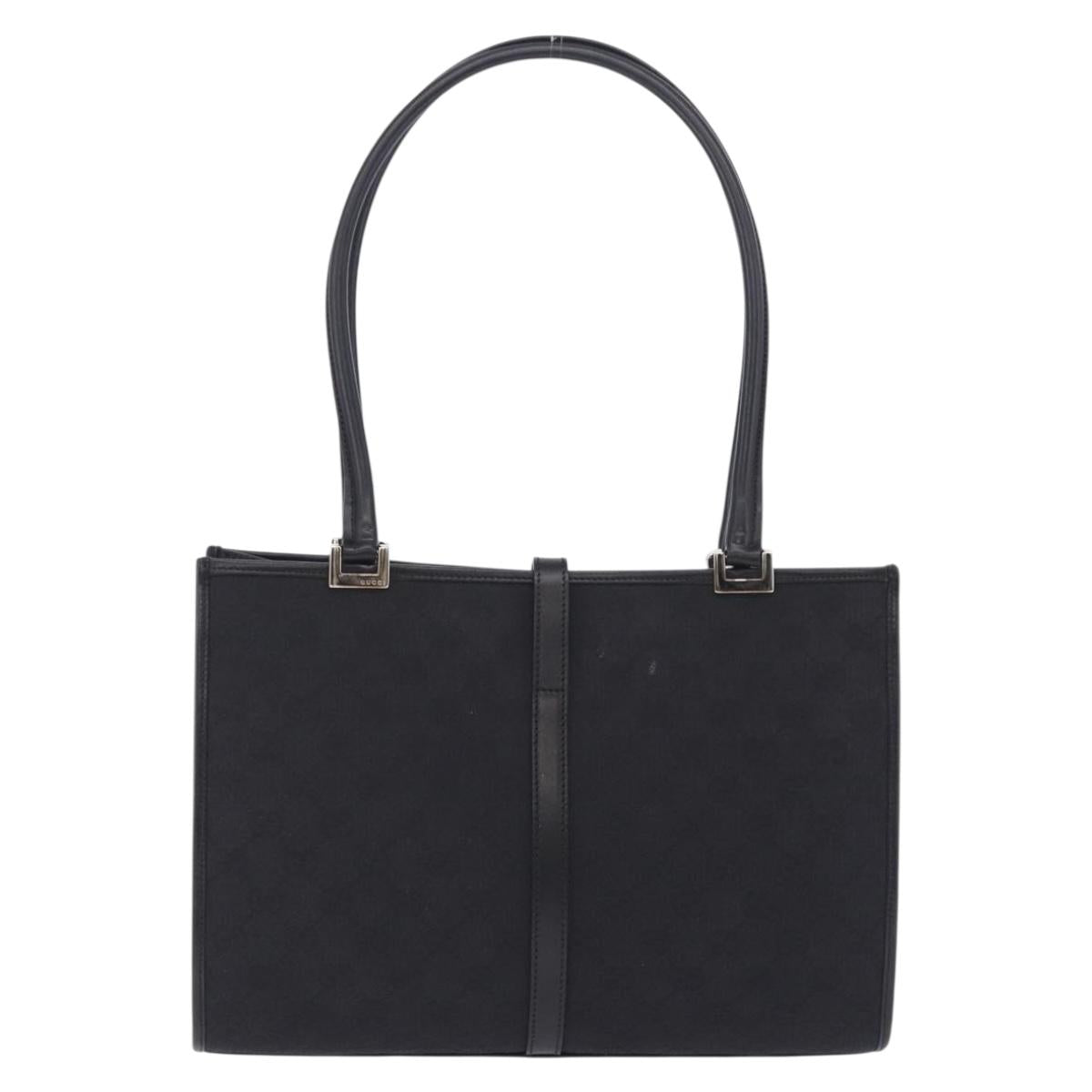 GUCCI GG Canvas Jackie Hand Bag Black Silver 002 1073 Auth ka6140A