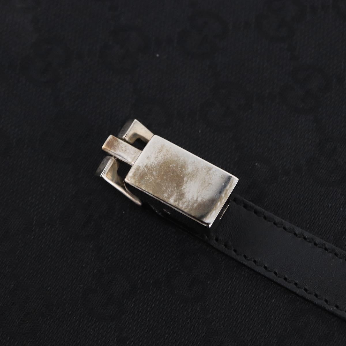 GUCCI GG Canvas Jackie Hand Bag Black Silver 002 1073 Auth ka6140A