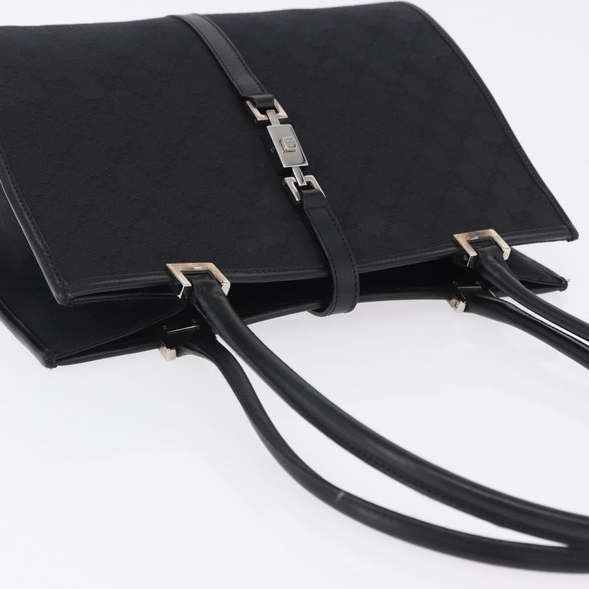 GUCCI GG Canvas Jackie Hand Bag Black Silver 002 1073 Auth ka6140A