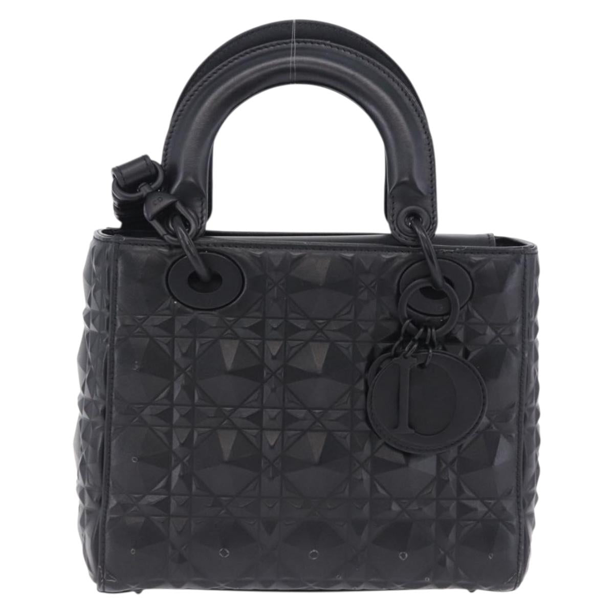 Christian Dior Canage Hand Bag Leather 2way Black Auth ka6141SAV